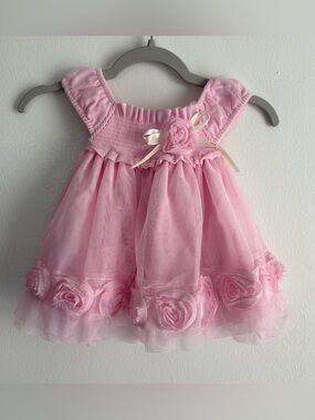 Baby Grand Signature Girls 3-6M Pink Tulle Fit & Flare Rosette Dress